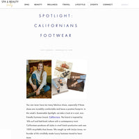 <h1>Spa and Beauty Today</h1><h2> SUSTAINABLE SPOTLIGHT: CALIFORNIANS FOOTWEAR</h2>